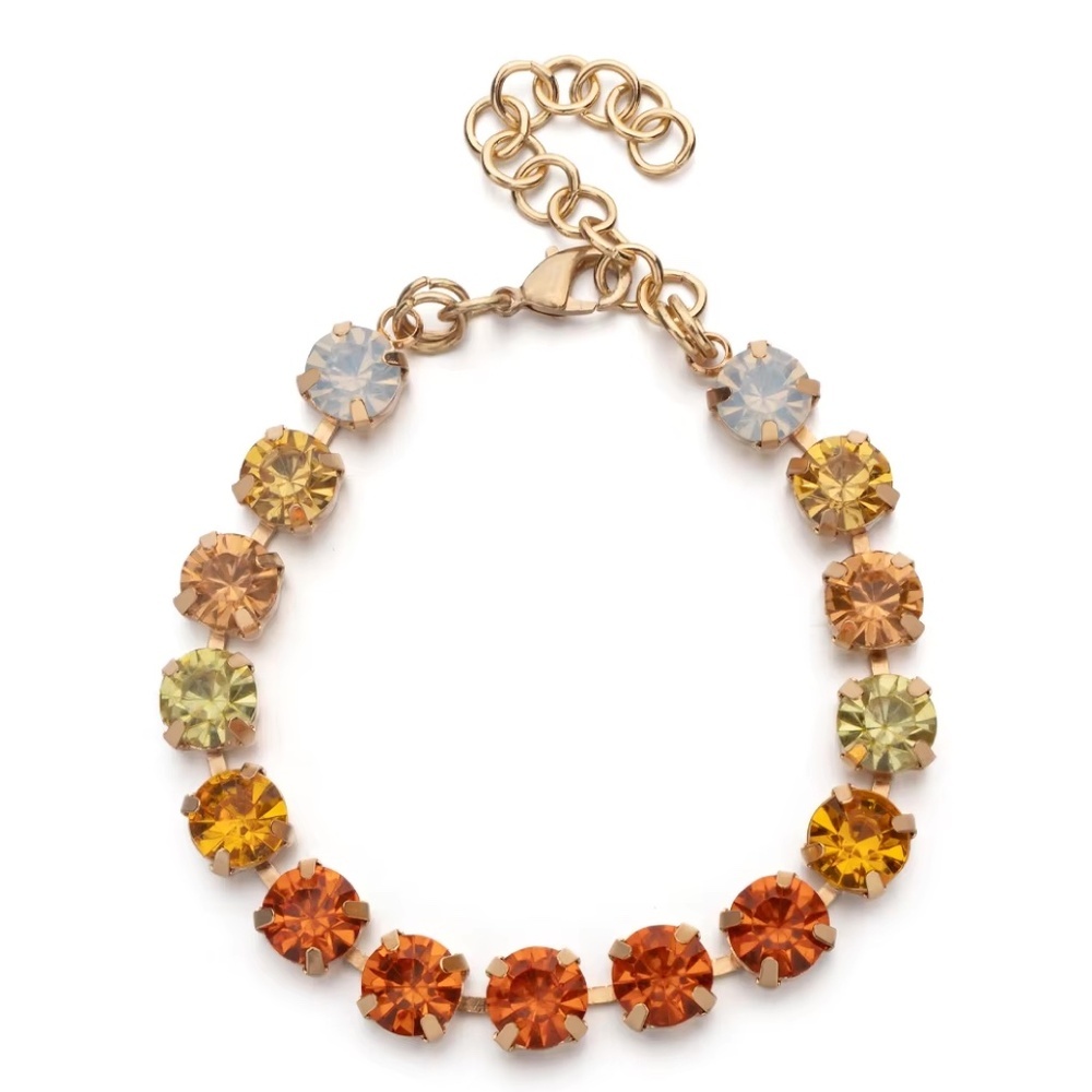 Multicolour Crystal Tennis Bracelet 8mm – Gold Tone – Adjustable